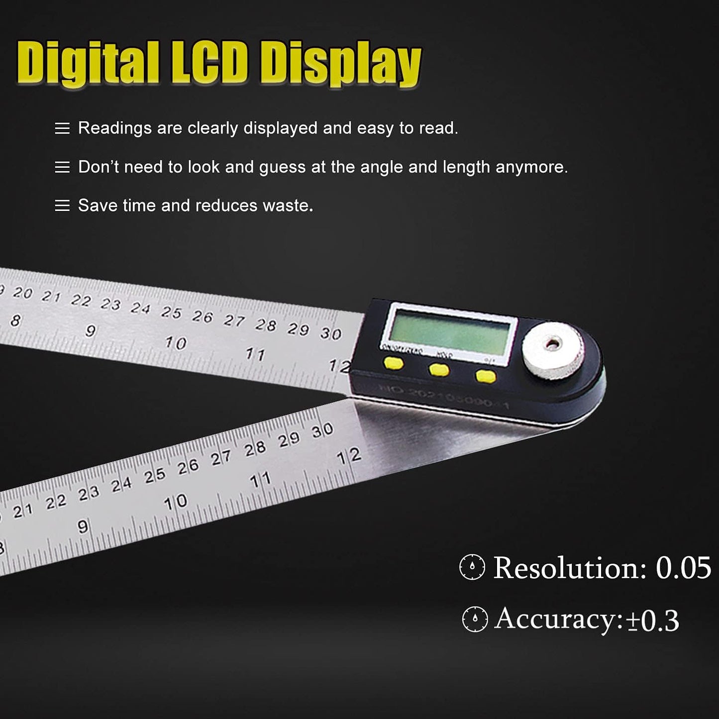 Delgada 12 inch/300mm Digital Angle Ruler and Stainless Steel Digital Angle Finder or Digital Protractor with Zeroing and Locking Function Battery Included