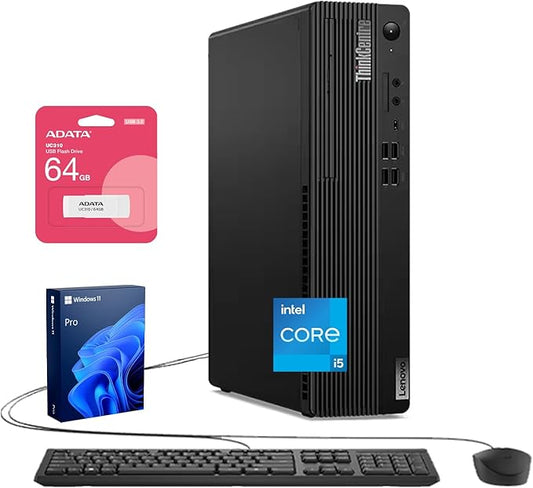 Lenovo ThinkCentre M70s Small Form Factor Business Desktop, 14th Gen Intel 10-Core i5-14400, 16GB DDR5 RAM, 512GB SSD, HDMI, DP, Wi-Fi 6, W11 Pro, Bundle with Adata UC310 64GB USB Flash Drive