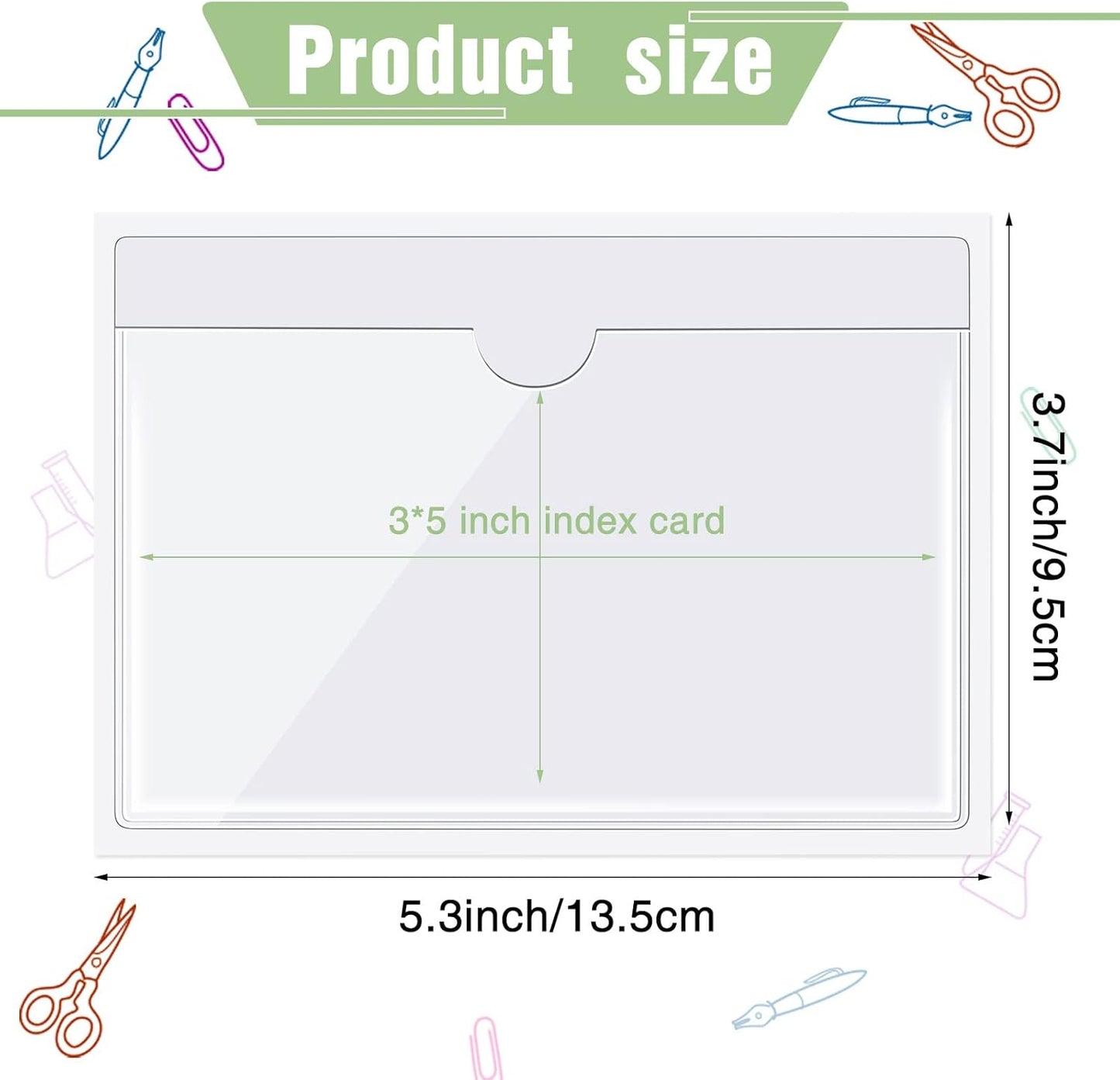 Outus 500 Pack Self Adhesive Index Card Holder Clear Plastic Label Pockets with Top Open for Loading Sticky Business Card Sleeves for Storage Bins Library Organizing Photo Protecting(5.3 x 3.7 Inch)