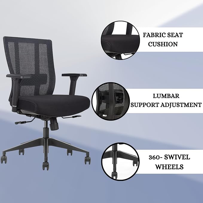 Bitchair Ergonomic Mesh Conference Room Chair - Adjustable Lumbar Support Computer Desk Chair with Height Adjustable Arms - Seat Depth Adjustable Office Chair - (Black) (Pack of 6)