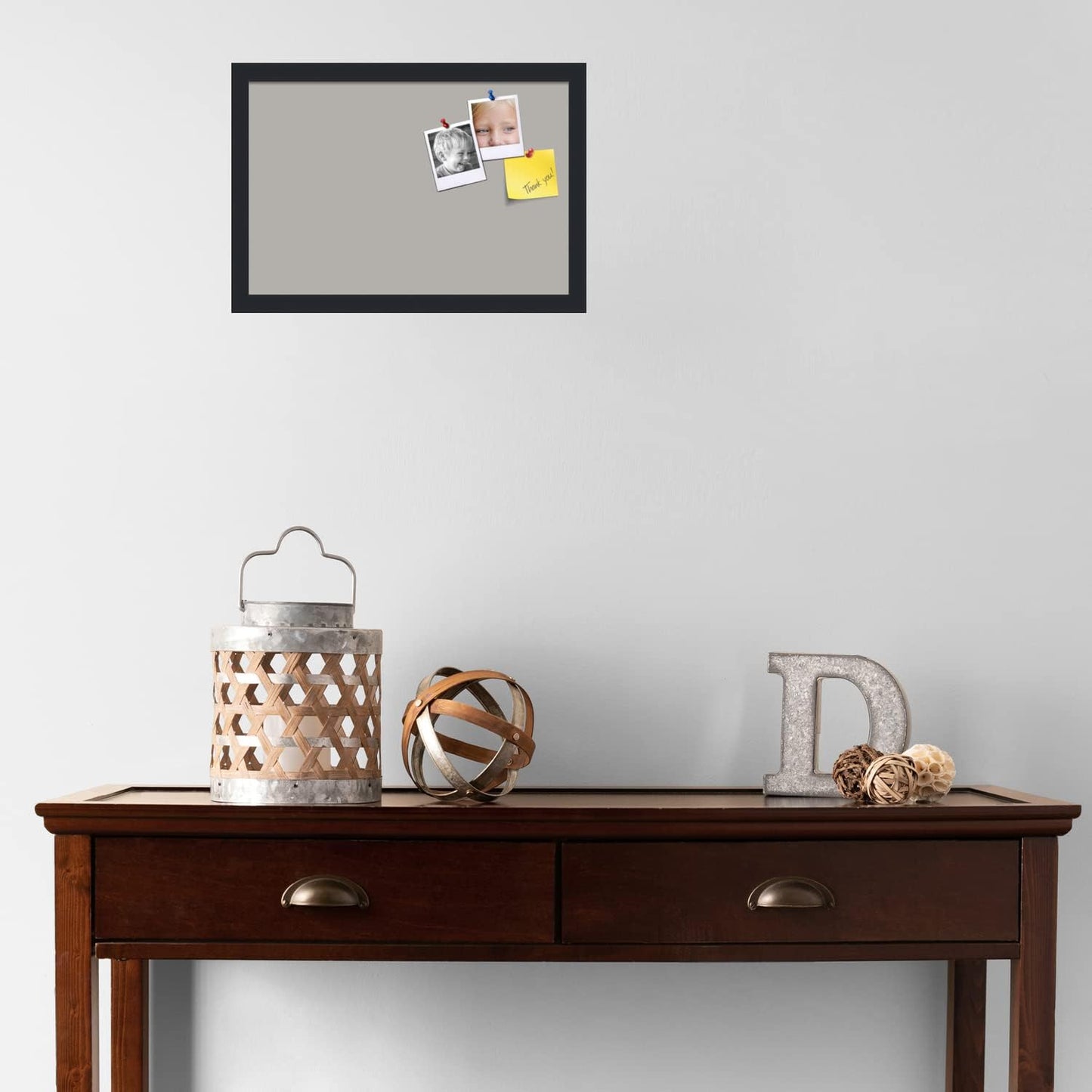 PinPix 18x12 Inch Cork Bulletin Board. This Decorative Framed Pin Board Comes with Dark Stone Design and a Satin Black Frame. Ideal for Home Office Decor or Message Board (PinPix-1808)