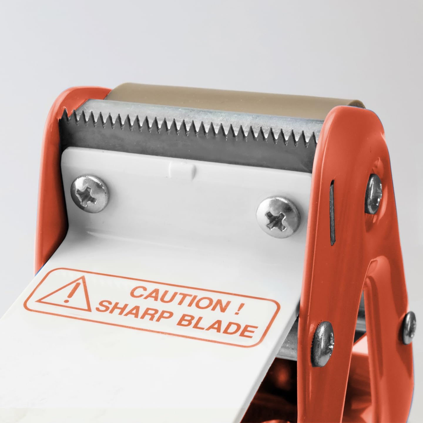 Heavy Duty Metal Frame Orange Packing Tape Dispenser 3 Inch Core with Special Ergonomic Handle, Tape Gun for Packing Boxes with Premium Tempered Steel Blade - for 3 inch Wide Roll