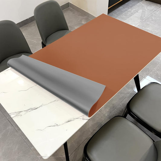 Table Protector Pad for Dining Room Table - Can Be Used On Both Sides Waterproof and Easy to Clean Good Flatness Used for Dining Table(Brown+Gray 46x96)