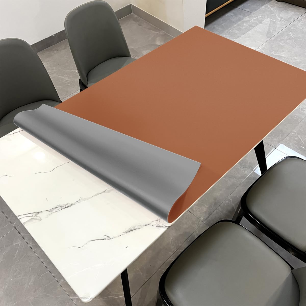 Dining Table Cover Protector for Dining Room Table - Can Be Used On Both Sides Waterproof and Easy to Clean Good Flatness Used for Dining Table(Brown+Gray 44x78)