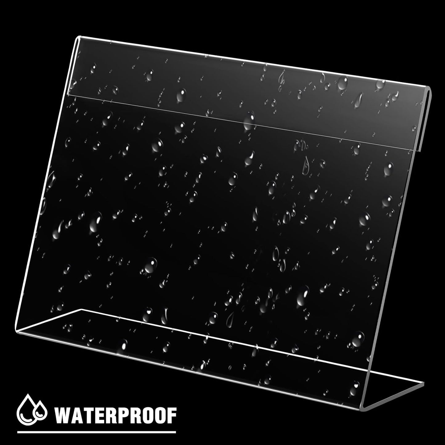 Vicenpal 100 Pcs 7x5 Inch Clear Acrylic Sign Holder Plastic L-shape Vertical Menu Stand, Picture Photo Frames, Table Paper Holder, Flyer Sign Display Stand for Restaurants, Store, Office, Wedding