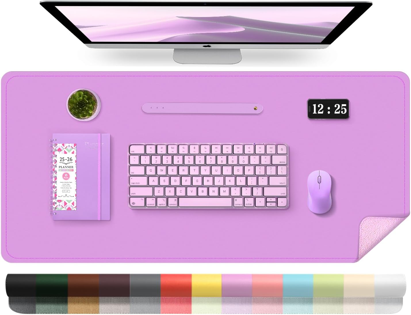 Leather Desk Pad Protector, Desk Mat, Large Mouse Pad, Non-Slip Desk Blotter, Office Laptop Desk Pad, PU Leather Desk Writing Pad for Office and Home (Lilac, 31.5" x 15.7")