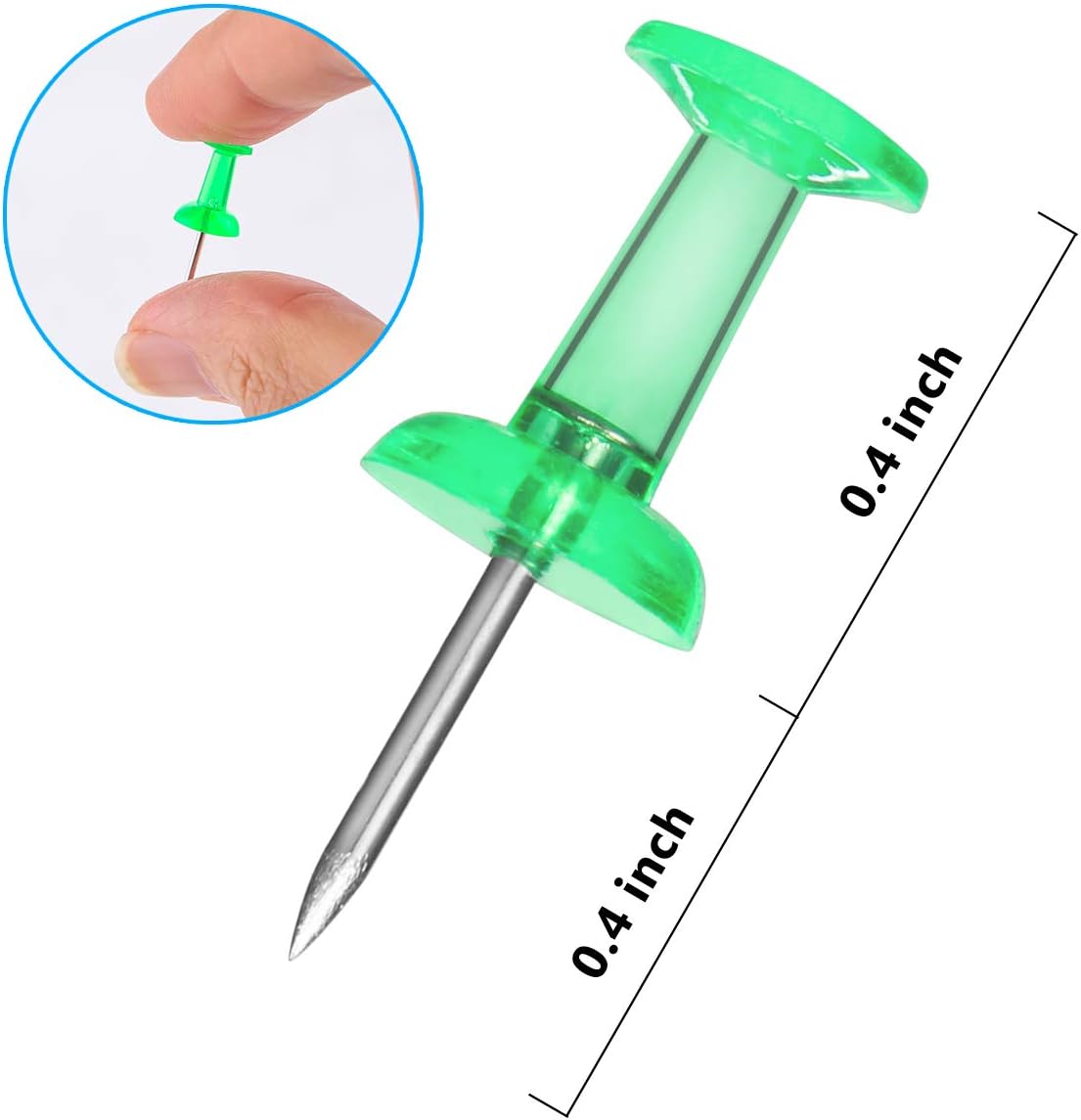 Yalis Push Pins 600 Count Clear Multicolored, Standard Thumb Tacks Steel Point and Clear Multi-Colors Plastic Head