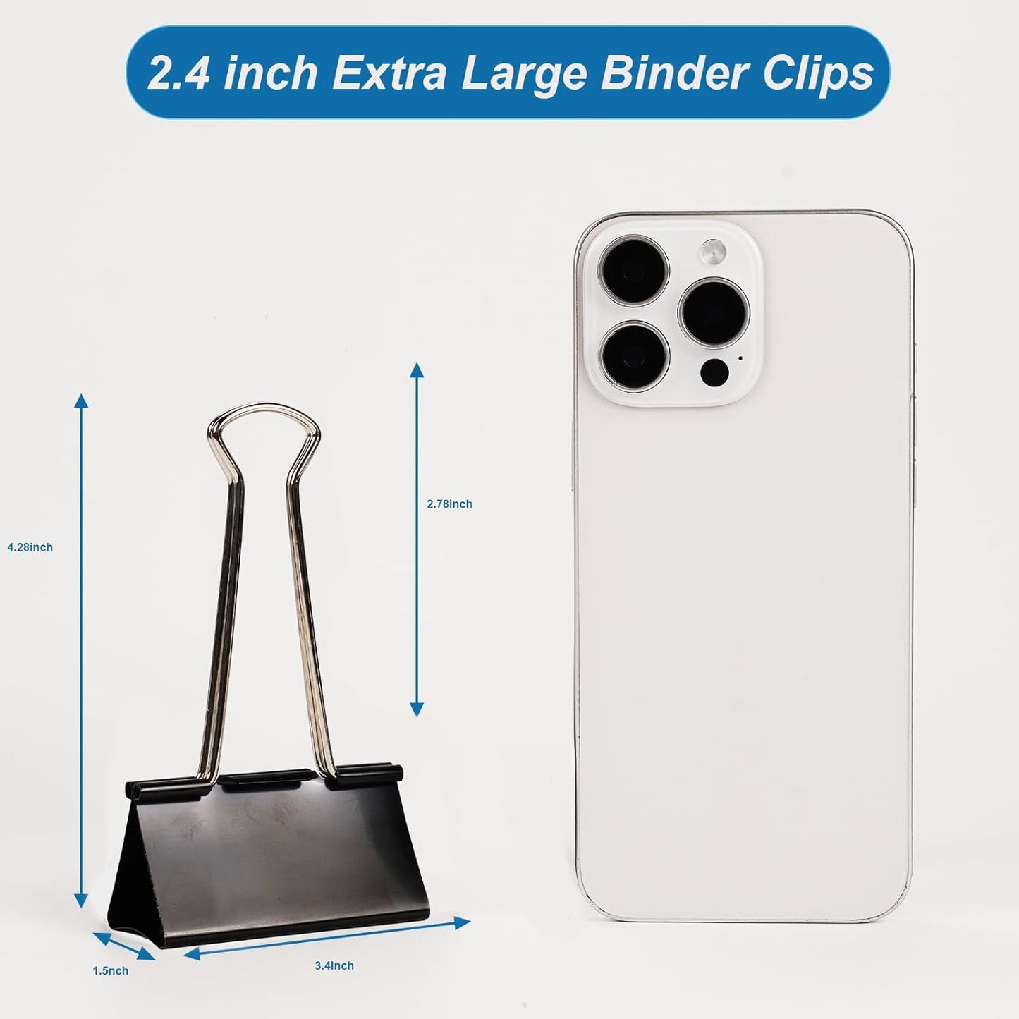 Jumbo Binder Clips 2.4 Inch, Extra Large Binder Clips 42 Pack, Heavy Duty Office Paper Clamps for Paper, Documents, School & Office Supplies