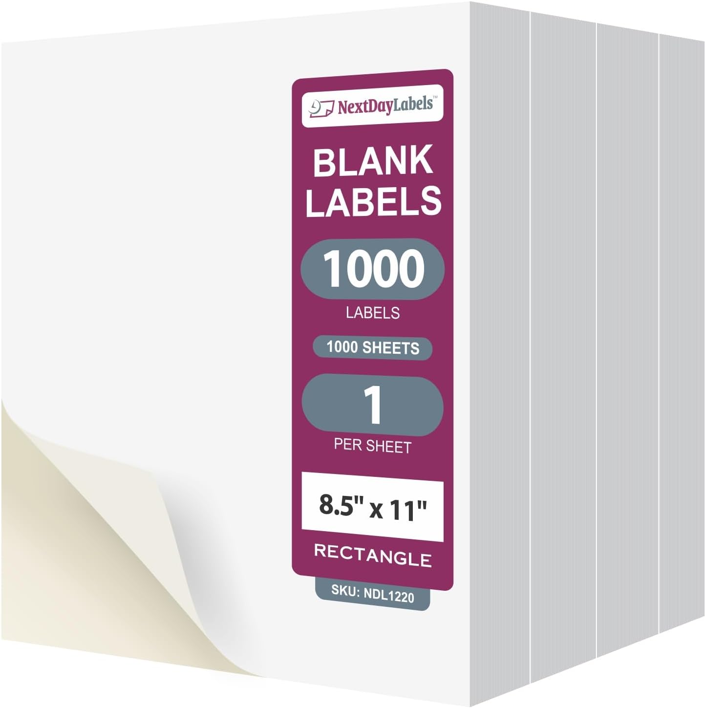 NextDayLabels - Full Page Labels 8.5 x 11 - White Shipping Labels - 8.5 x 11 Label Paper for Printer - Large Blank Matte Sticker Printer Paper - Laser/Inkjet Printer Labels (1 Per Sheet, 1000 Labels)