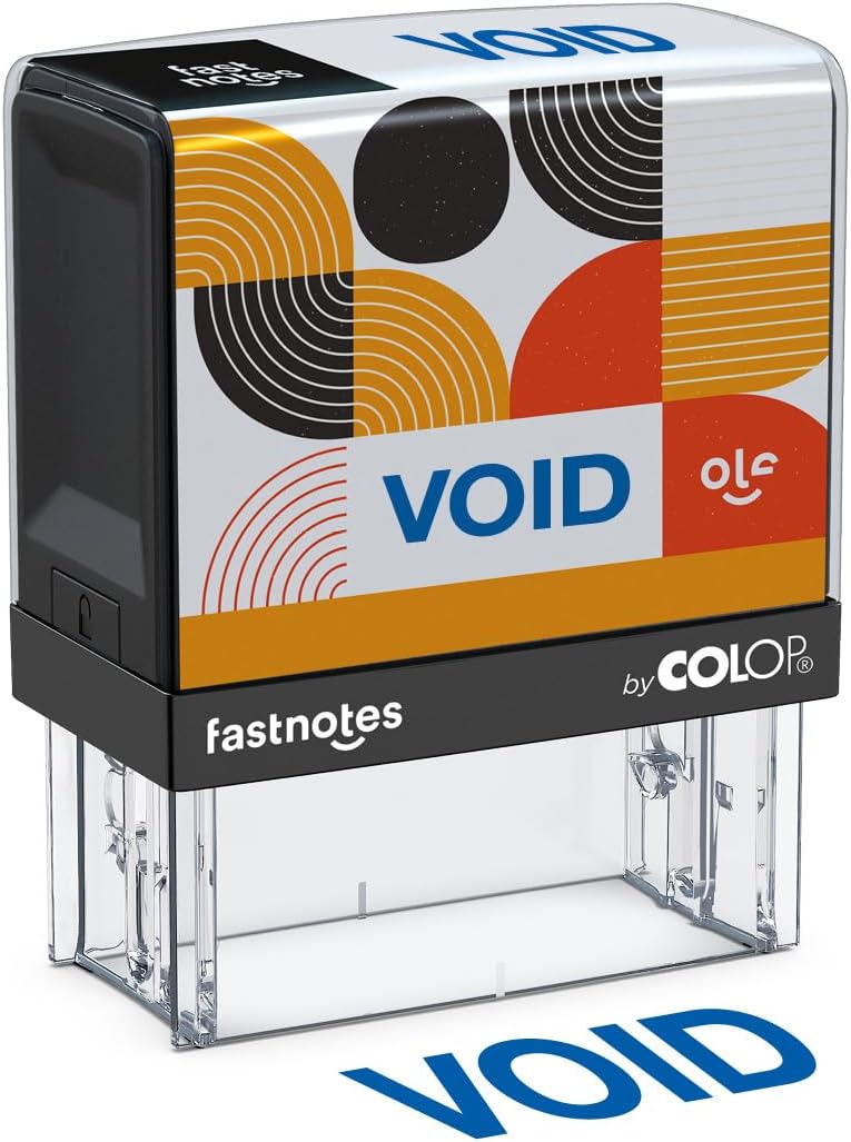 Fastnotes Void Self-Inking Rubber Stamp by COLOP - Great for Office Documents, Notary, Warehouse, Accounting Paperwork, Business, and Legal Documentation - Blue Ink (Void- Blue)