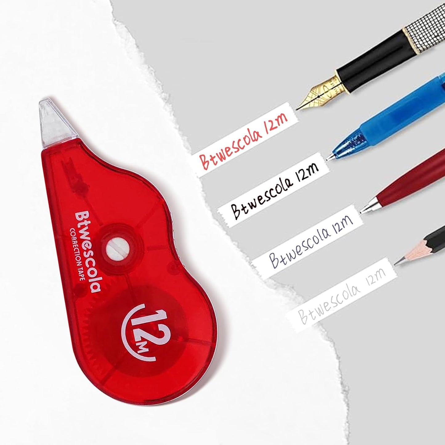 Correction Tape, 39.37FT Gift Packed Tear-Resistant Correction Tape, Tape for School, Office, With Roller Adjuster (9747-12pcs)