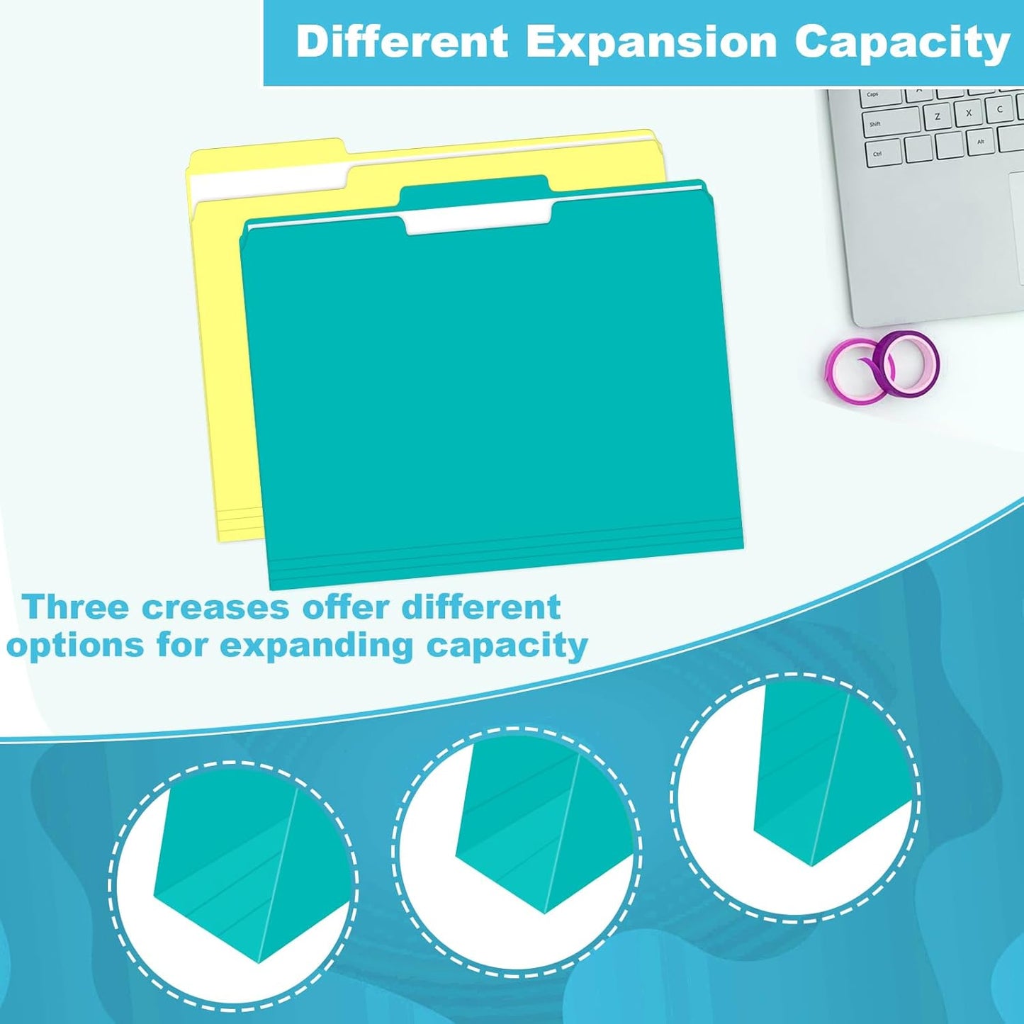 File Folder, HERKKA 120 Pack 1/3 Cut Tab File Folders, Colored File Folders Great for Organizing and Filing, Letter Size, Assorted 10 Colors