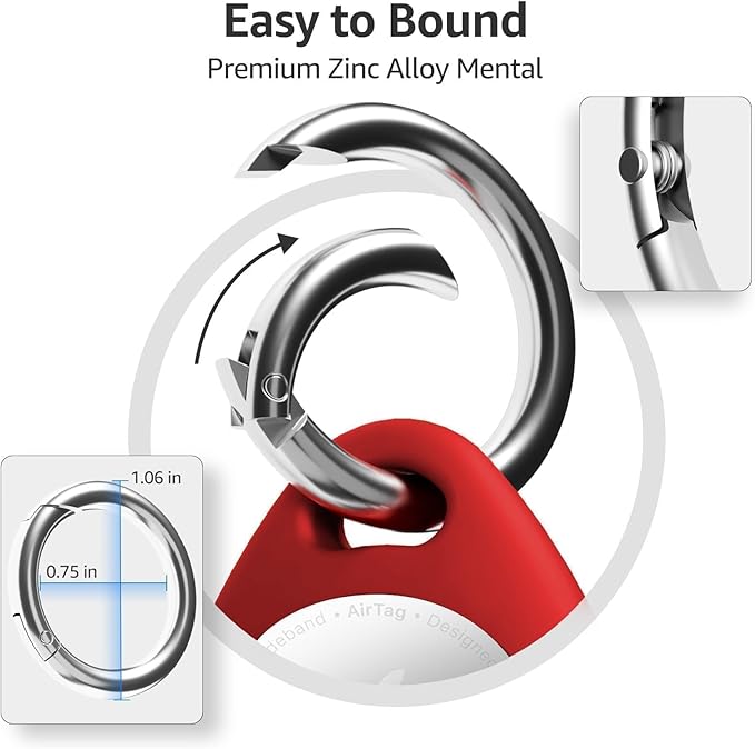 for AirTag Keychain Holder with Wire Cable, Secure Lock Case for Air tag, Compatible with AirTags, Key Ring Chain Luggage, for Airtag Accessories for GPS Item Finder Tracker, Red