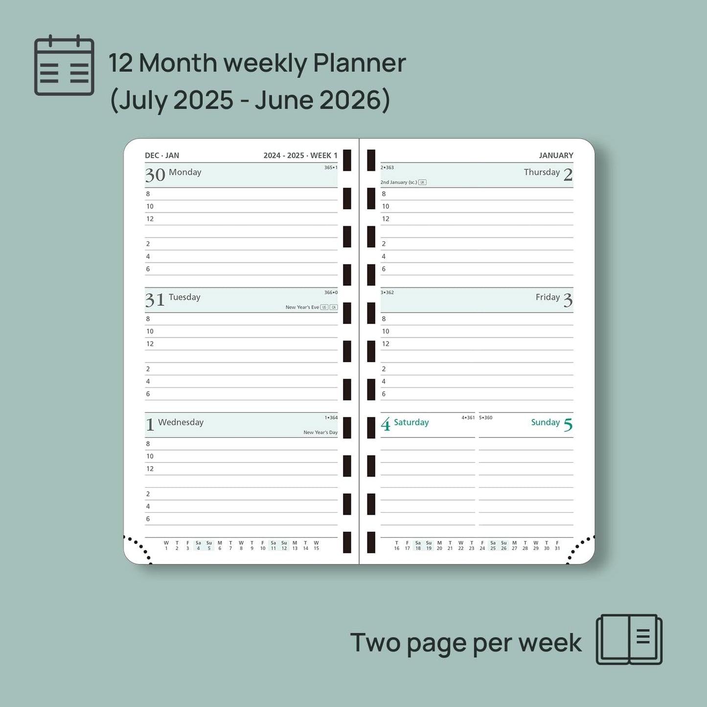 POPRUN Pocket Planner 2025-2026 (Slim Size 3.5'' x 6.5'') Academic Purse Calendar (July 2025 - June 2026) with Hourly Time Slots, 100GSM Thick Paper, Spiral Soft Cover - Night Sky Blue