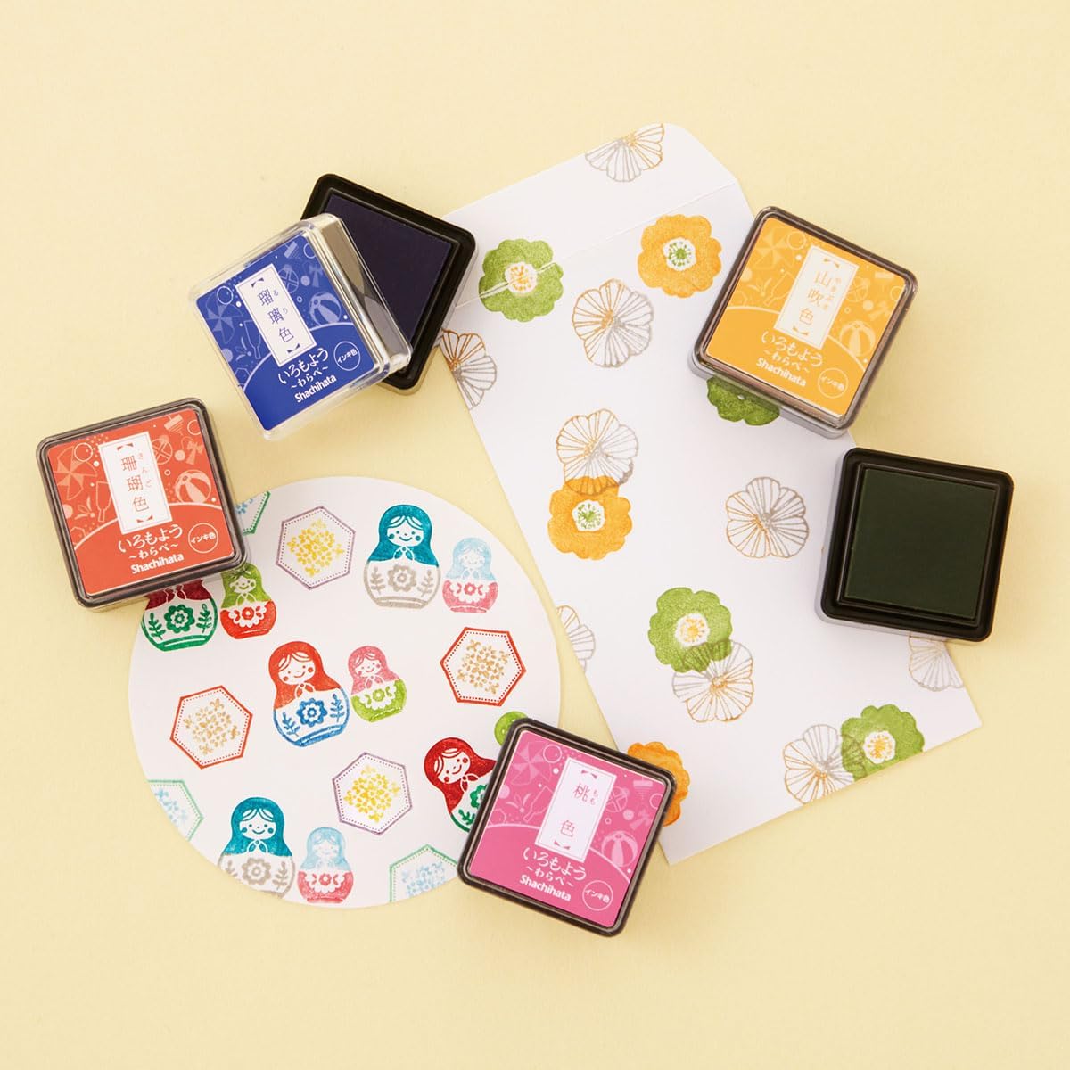 IROMOYO WARABE Stamp PAD, Small Traditional Japanese Ink Colour, Oil-Based Ink pad - Turquoise