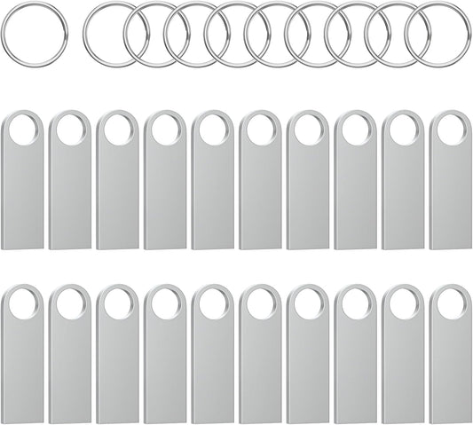 ABLAZE 128MB Flash Drive 20 Pack, Metal USB 2.0 Thumb Drives with Keychains USB Sticks Pendrives (Sliver)