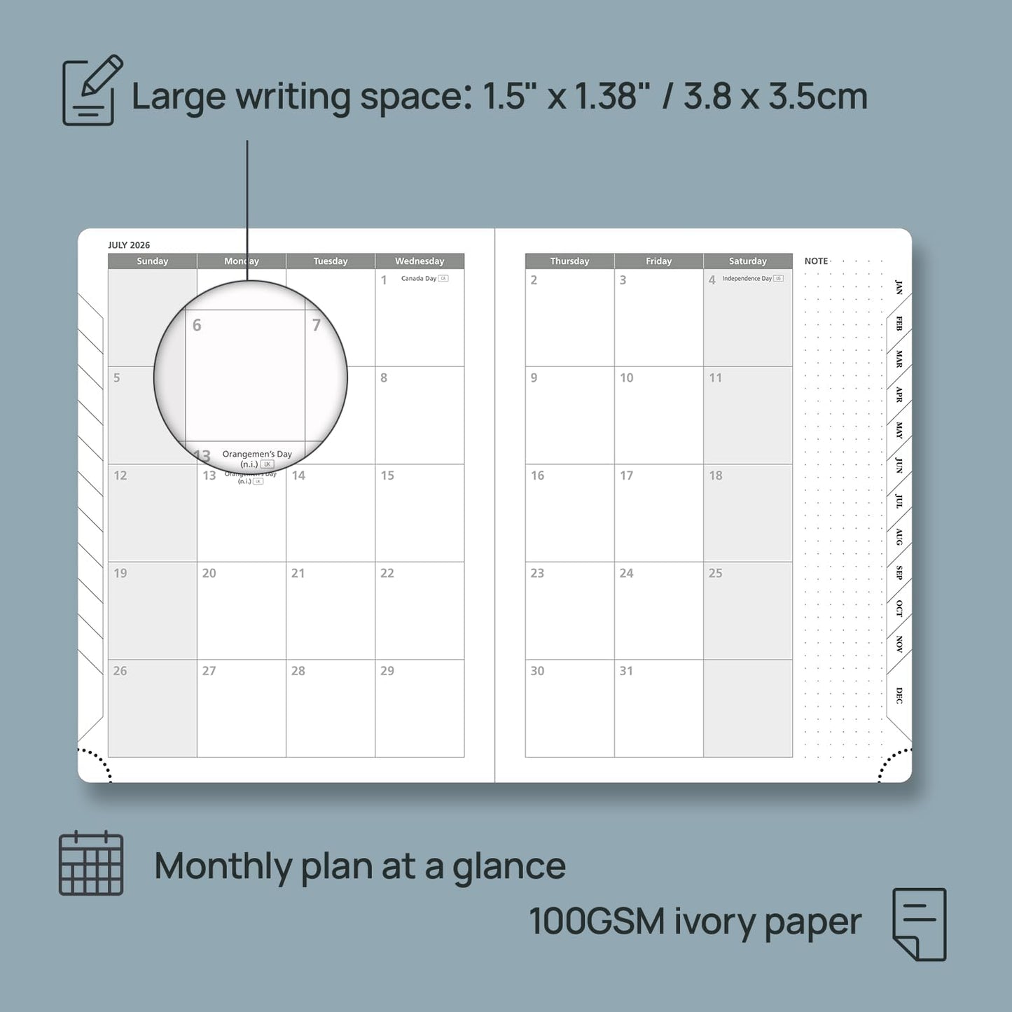 POPRUN 2026 Planner (Medium Size 8.5''x 6.5'' Hardcover) - Daily Weekly and Monthly Calendar Agenda 2026 Appointment Book with Hourly Time Slots, Monthly Tabs, 100 GSM - Black