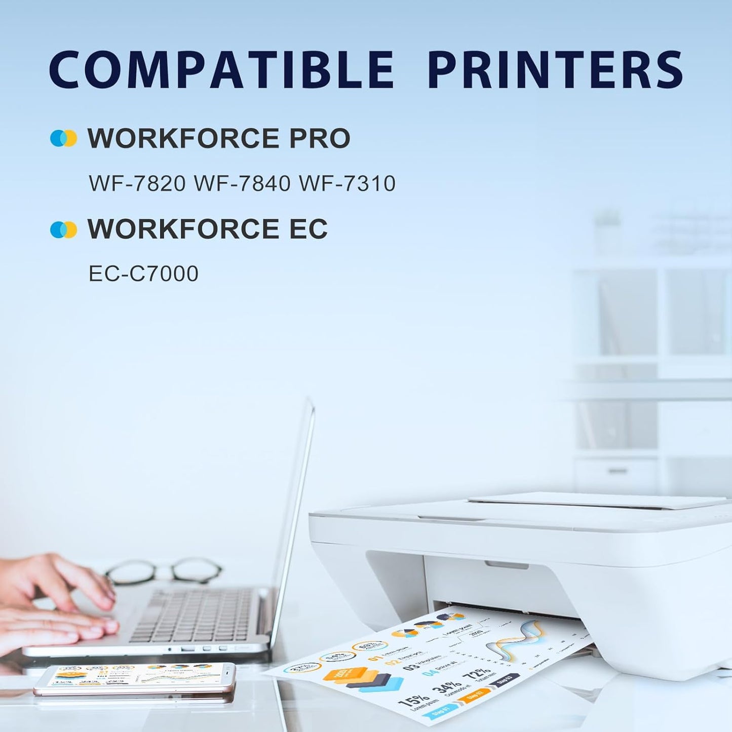 myCartridge 812XL Ink Cartridge Combo Pack Remanufactured for Epson 812 Ink Cartridges for Epson WF-7840 Ink Cartridges for Workforce Pro WF-7820 WF-7840 EC-C7000 Printer,4 Pack(BK/C/M/Y)