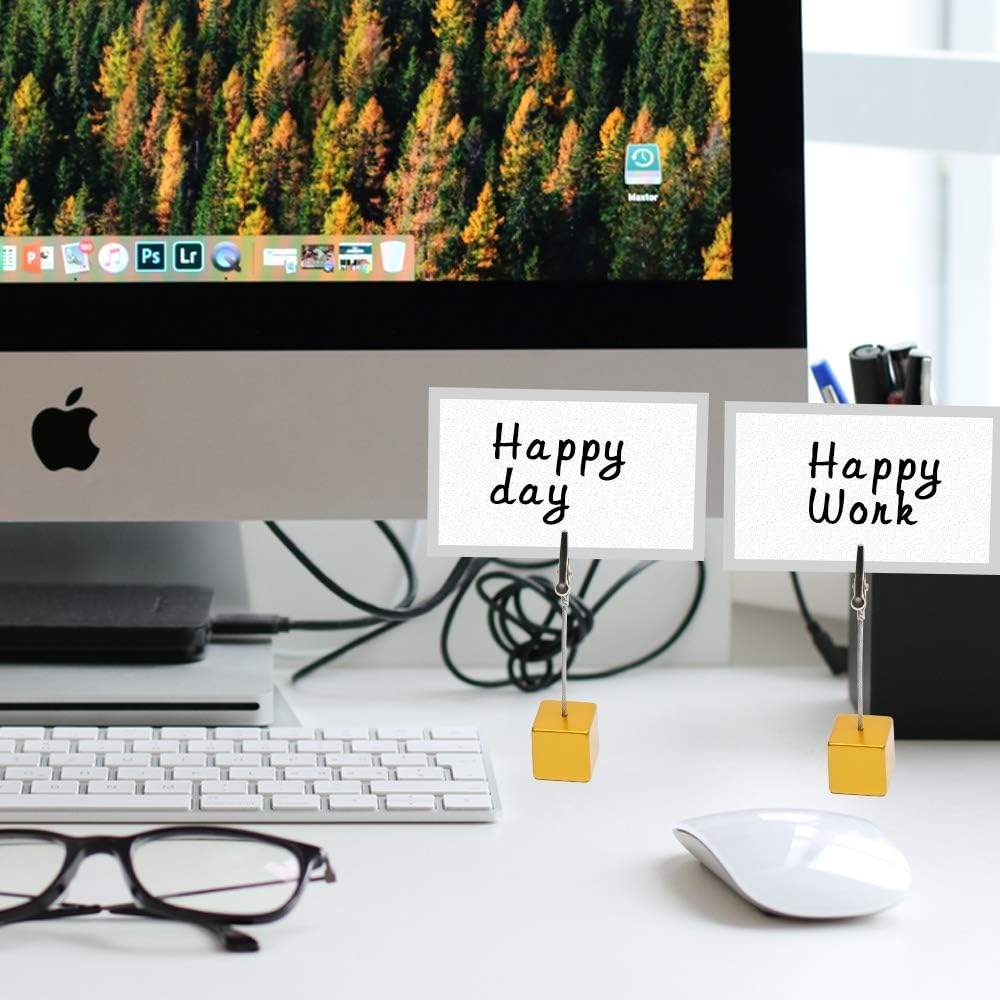 10pcs Table Number Holder Name Place Card Holder Memo Clip Holder Stand Note Holder Pictures Card Paper Menu Clip (Gold)