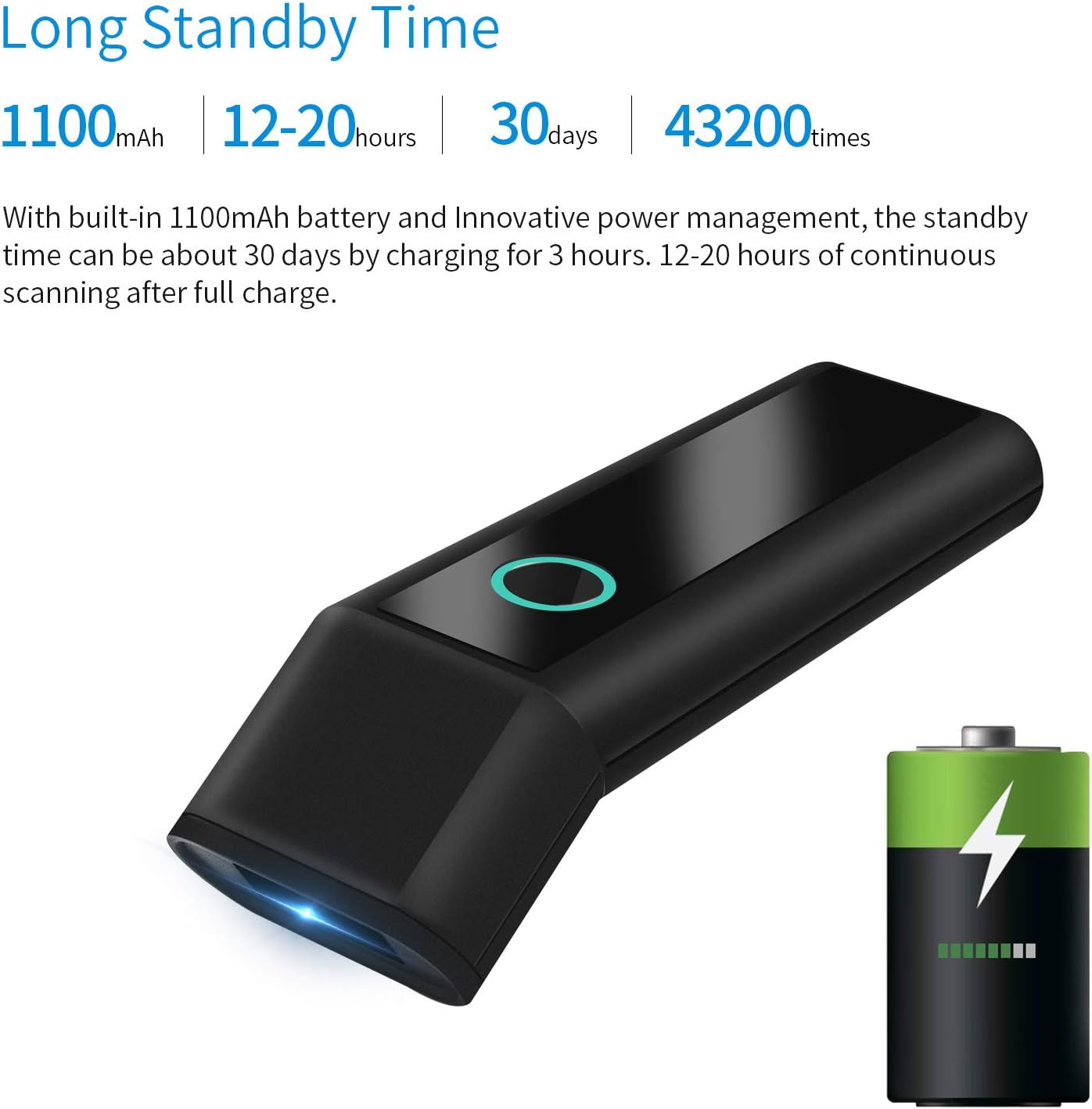 Portable 2D Bluetooth Wireless Barcode Reader Scanner with Stand, Symcode Handheld Cordless QR Bar Code Scanner 3-in-1 Bluetooth 4.1 & 2.4G Wireless & USB Wired Bar Code Reader Scanner with Stand