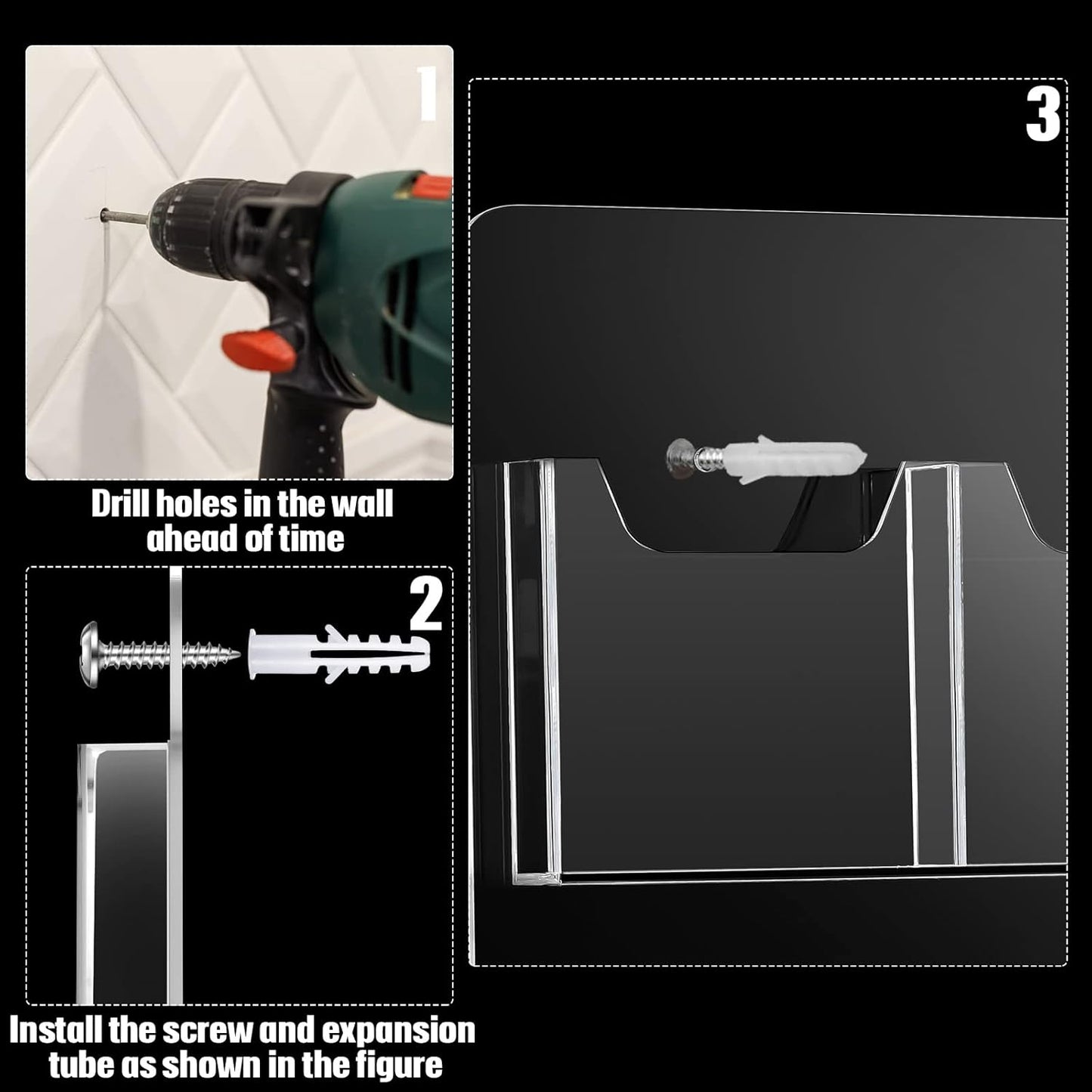 Eersida Acrylic Brochure Pamphlet Holder Brochure Display Stand Business Tri Fold Multi Slot Holder Rack Wall Mount Clear Pocket Space Saver for Flyer Literature Menu Advertise(6 Pockets)