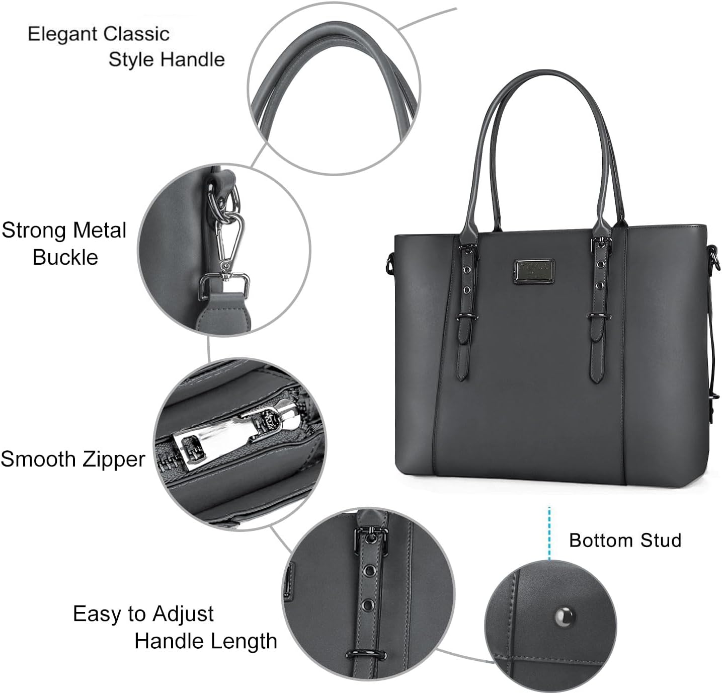 MOSISO PU Leather Laptop Tote Bag for Women, Waterproof Large Capacity Business Work Briefcase Shoulder Laptop Bag