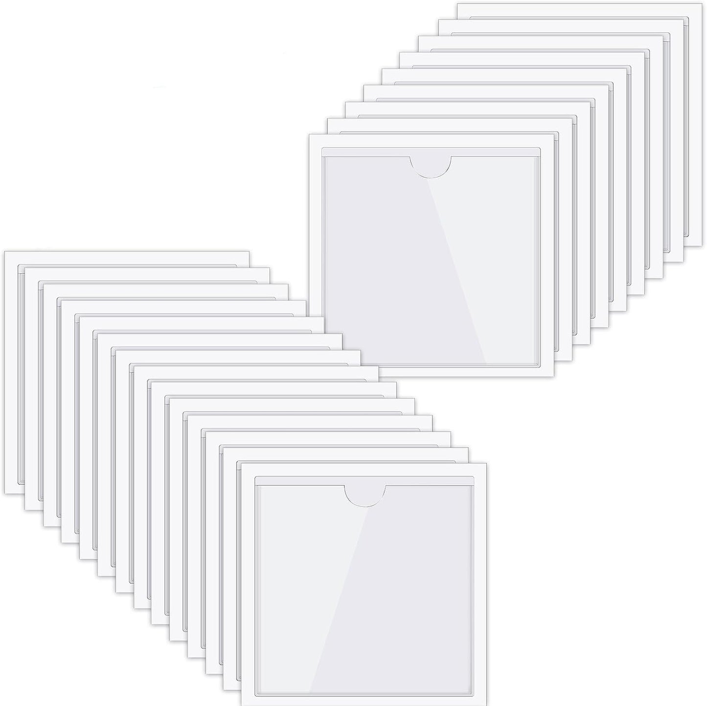 30 Pack Self-Adhesive Index Card Pockets with Top Open for Loading - Ideal Index Card Holder for Organizing and Protecting - Crystal Clear Plastic(6 x 6 Inches)