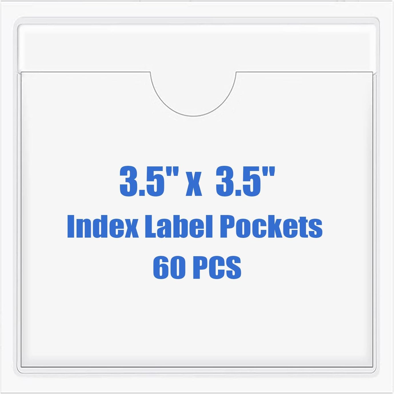 Origin-Joy 60 PCS Self Adhesive Index Card Pockets with Top Open, Clear Plastic Label Holder for Cards of Note, Library and Business, Adhesive Label Pockets & Card Holder (3.5 x 3.5 inch)