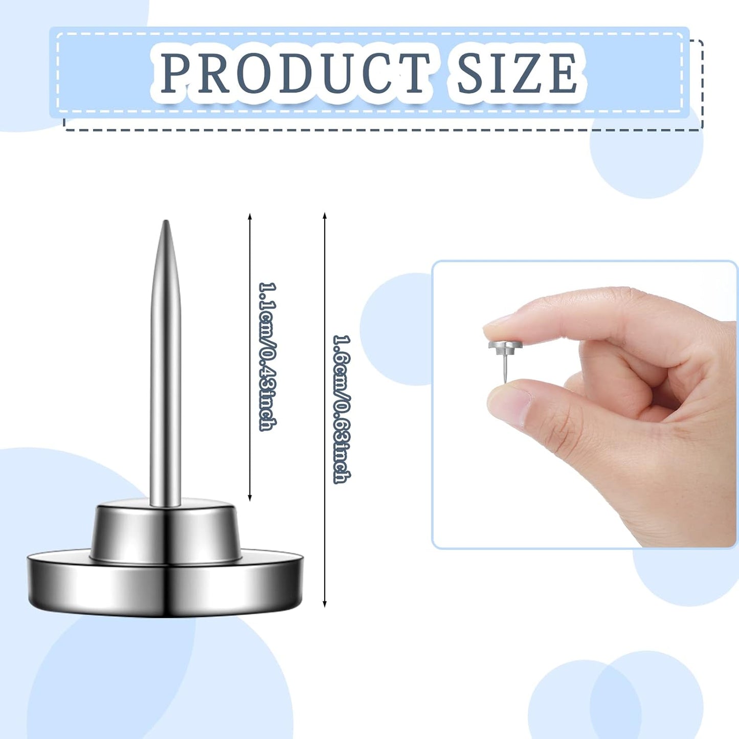 30 Pieces Push Pins, Metal Thumb Tacks for Picture Photo Hanging, Wall Pins for Board Posters Bulletin Maps, Wall Tack for Office Home Decorative