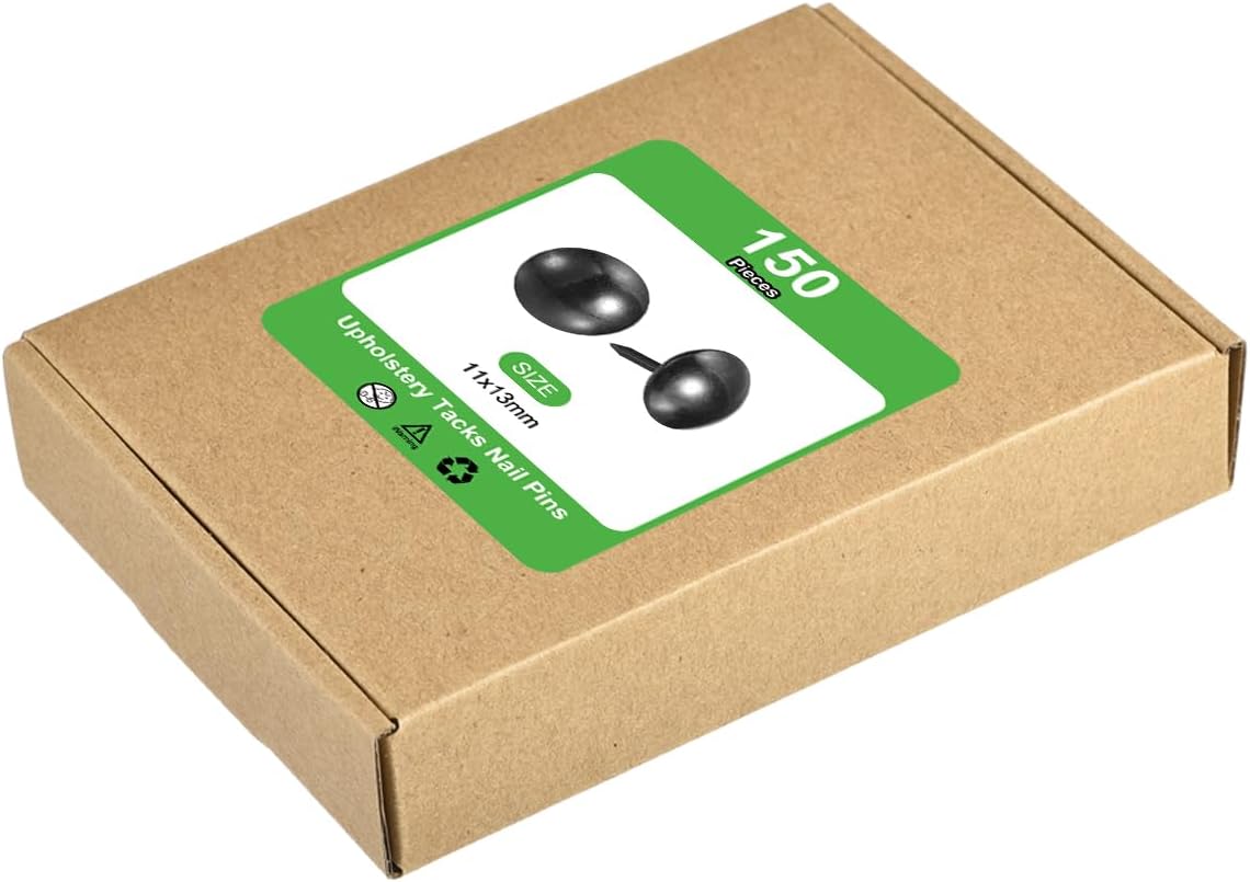 uxcell Upholstery Tacks Nail Pins Furniture, 150Pcs 11x13mm Thumb Tack Pins Assortment Kit Carbon Steel for Home Sofa DIY Decorative Nail Heads Nails, Black