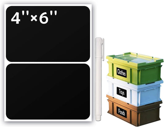 100Pcs Large Black Labels for Storage Bins,6x4 Inch Removable Labels,Large Labels for Blank Box,Strong Adhesive Tear Resistant No Residue Blank Labels(Black)