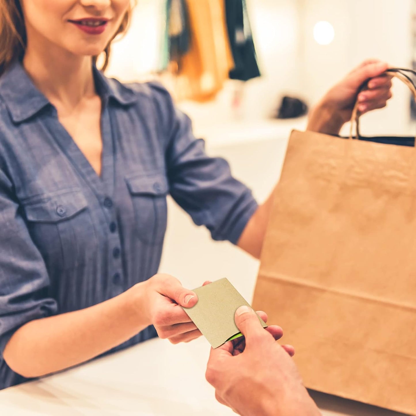 Glenmal 1200 Pcs Gift Card Sleeves Holder 3.5'' x 2.4'' Blank Hotel Key ID Card Holder Sleeve Kraft Envelopes Business Cover Protector for Keys