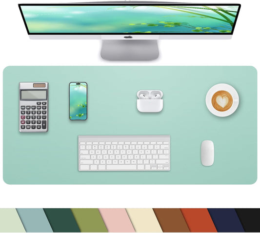 Non-Slip Desk mat,PULeather Desk Pad Protector, Office Desk Mat, Large Mouse Pad,Desk Blotter, Laptop Desk Pad, Waterproof Desk Writing Pad for Office and Home (Turquiose, 35.4" x 17")