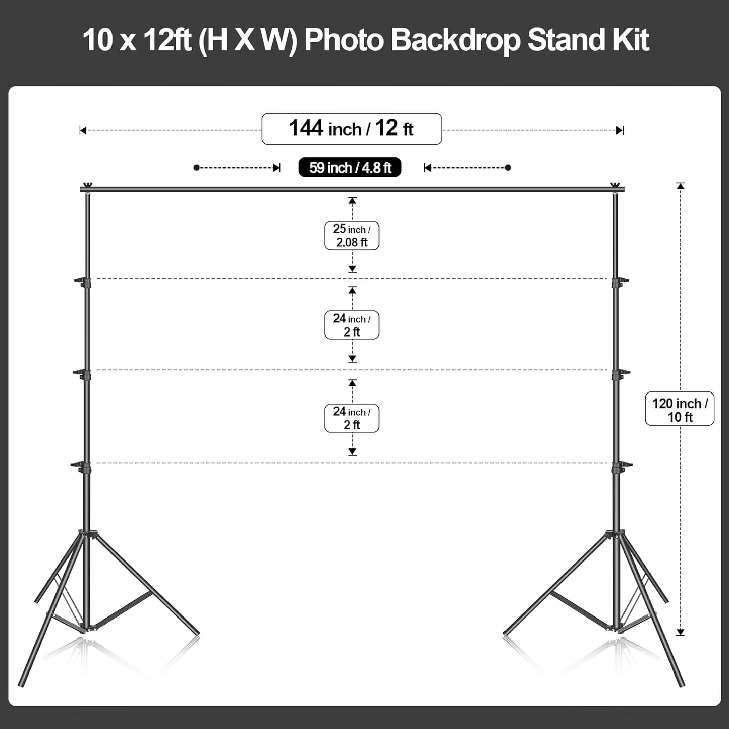 EMART Photo Backdrop Stand kit, 10 x 12 ft Back Drop Adjustable Frame for Photography, Photoshoot Banner Background Support Holder for Parties Dectoration