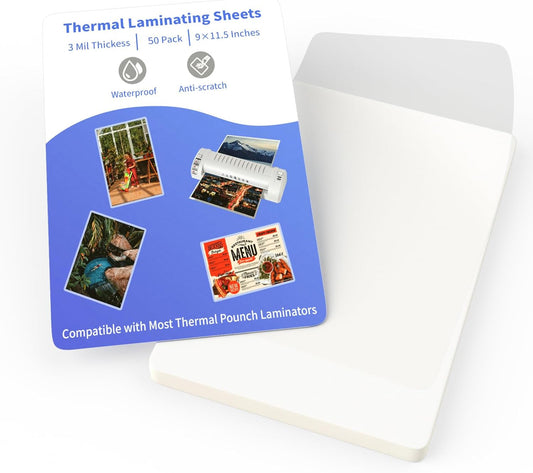 Thermal Laminating Pouches, FungLam Clear Laminating Sheets, 3 Mil Thickness Thermal Laminating Sheets, 9×11.5 Inch Laminator Sheets for Laminators, Clear Plastic Letter Size Sheets, 50 Pack.
