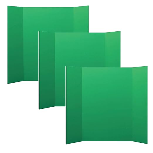 Flipside Products 36” x 48” Foam Project Boards for Presentations, Science Fair, School Projects, Event Displays and Trifold Picture Board - Green - 3 Pack