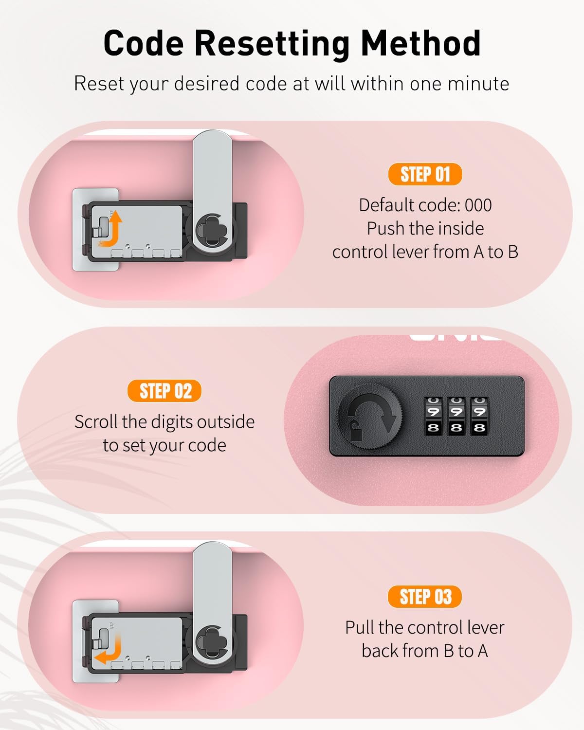 Uniclife Pink Metal Wall Mounted Mailbox with Top Slot, Key Drop Box with Combination Lock for Outside, Donation Box Collection Boxes, Safe Suggestion Boxes, Steel Cash Drop Chest