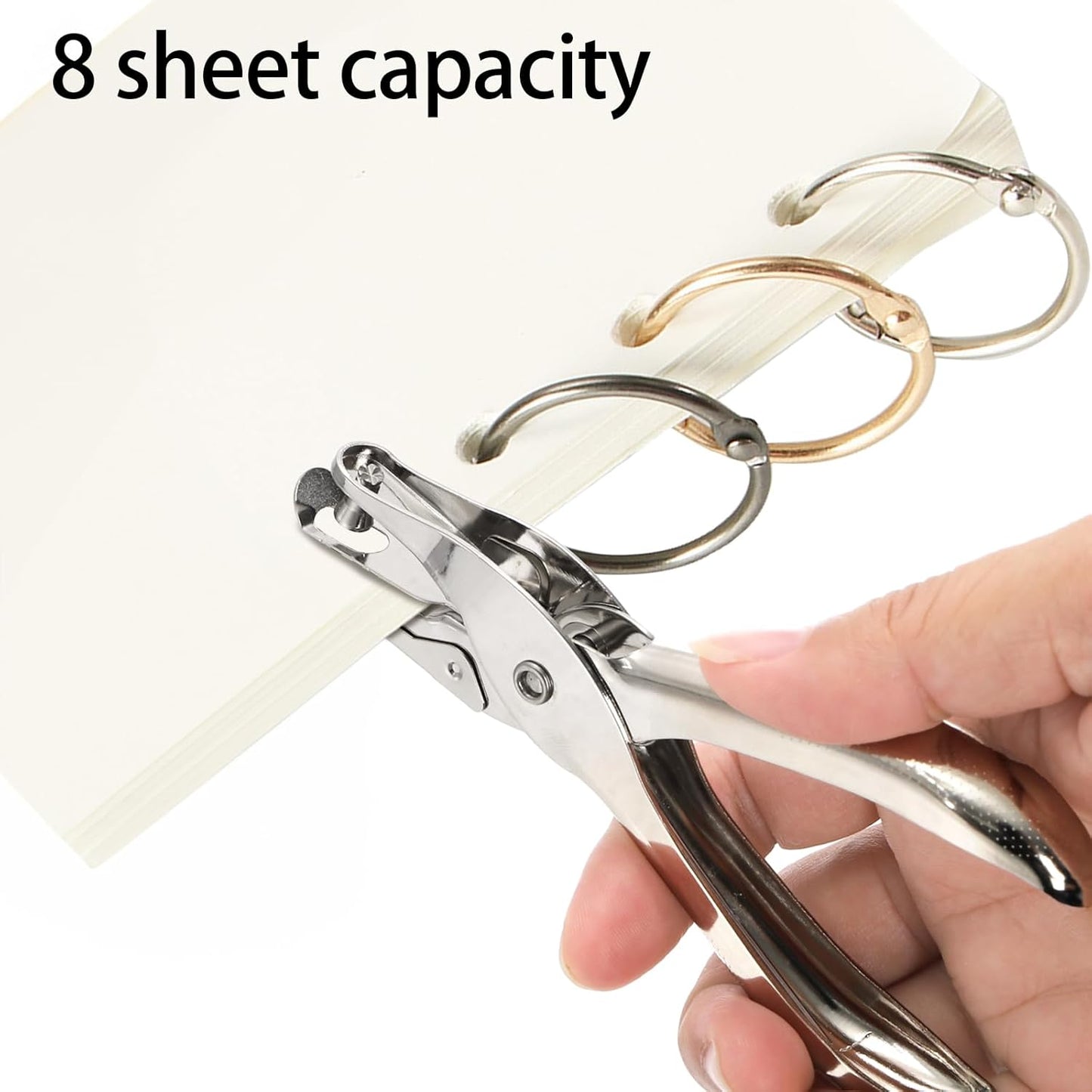 Jucoan 24 Pack Single Hole Punch,1/4 Inch Small Hole Punch, Metal Handheld One Hole Paper Puncher for Tags Tickets Home Office School Craft, 8 Sheets Capacity, 6 mm