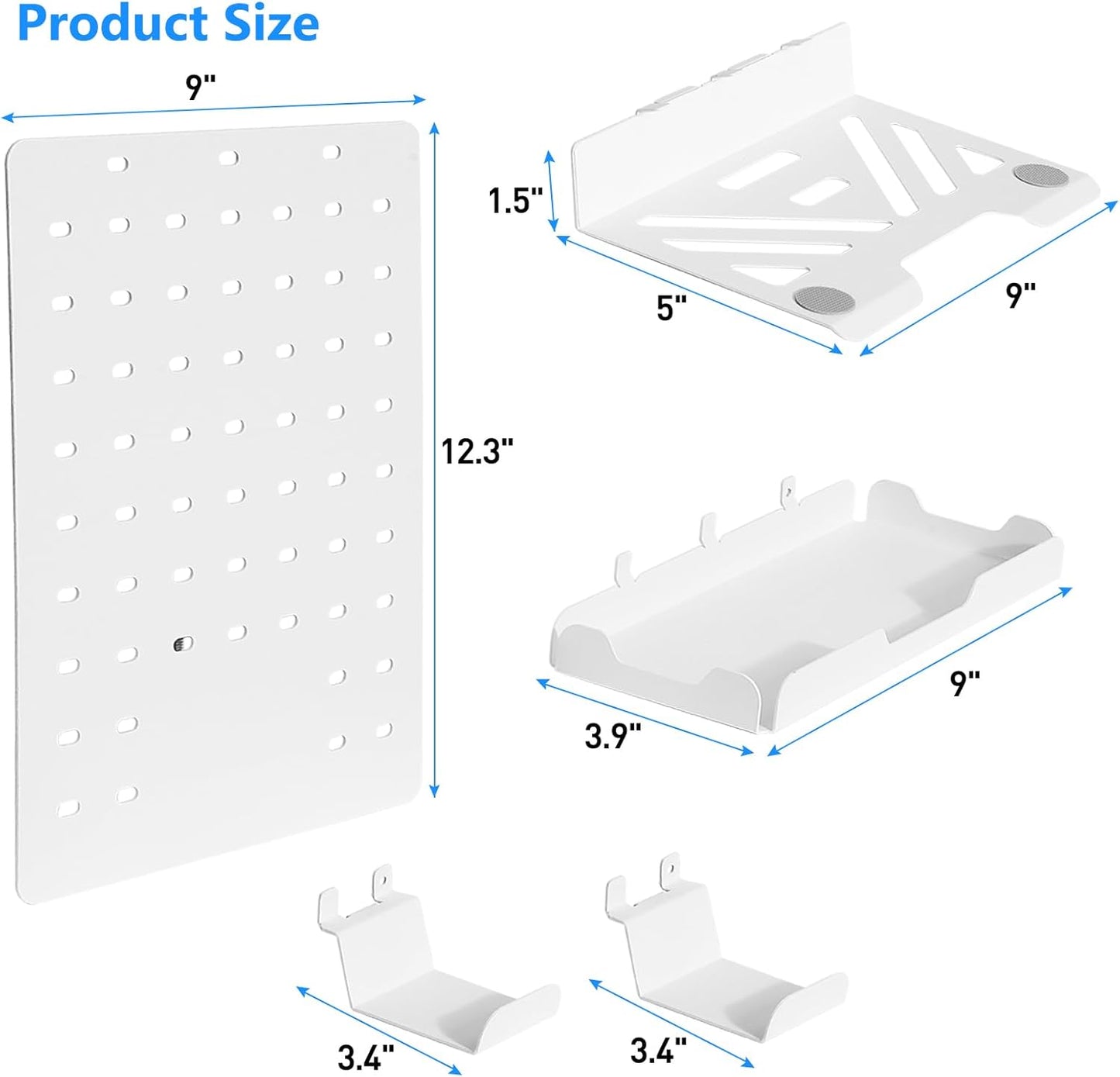 MAXECHO Desk Side Storage Holder, Metal Pegboard, Above or Under Desk Laptop Mount, Table Side Hanging File Organizer, Clamp On Cable Management Tray, Peg Board for Gaming, Office