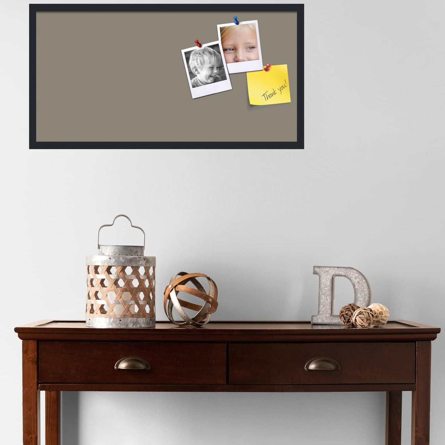 PinPix 36x18 Inch Cork Bulletin Board. This Decorative Framed Pin Board Comes with Pewter Design and a Satin Black Frame. Ideal for Home Office Decor or Message Board (PinPix-1812)