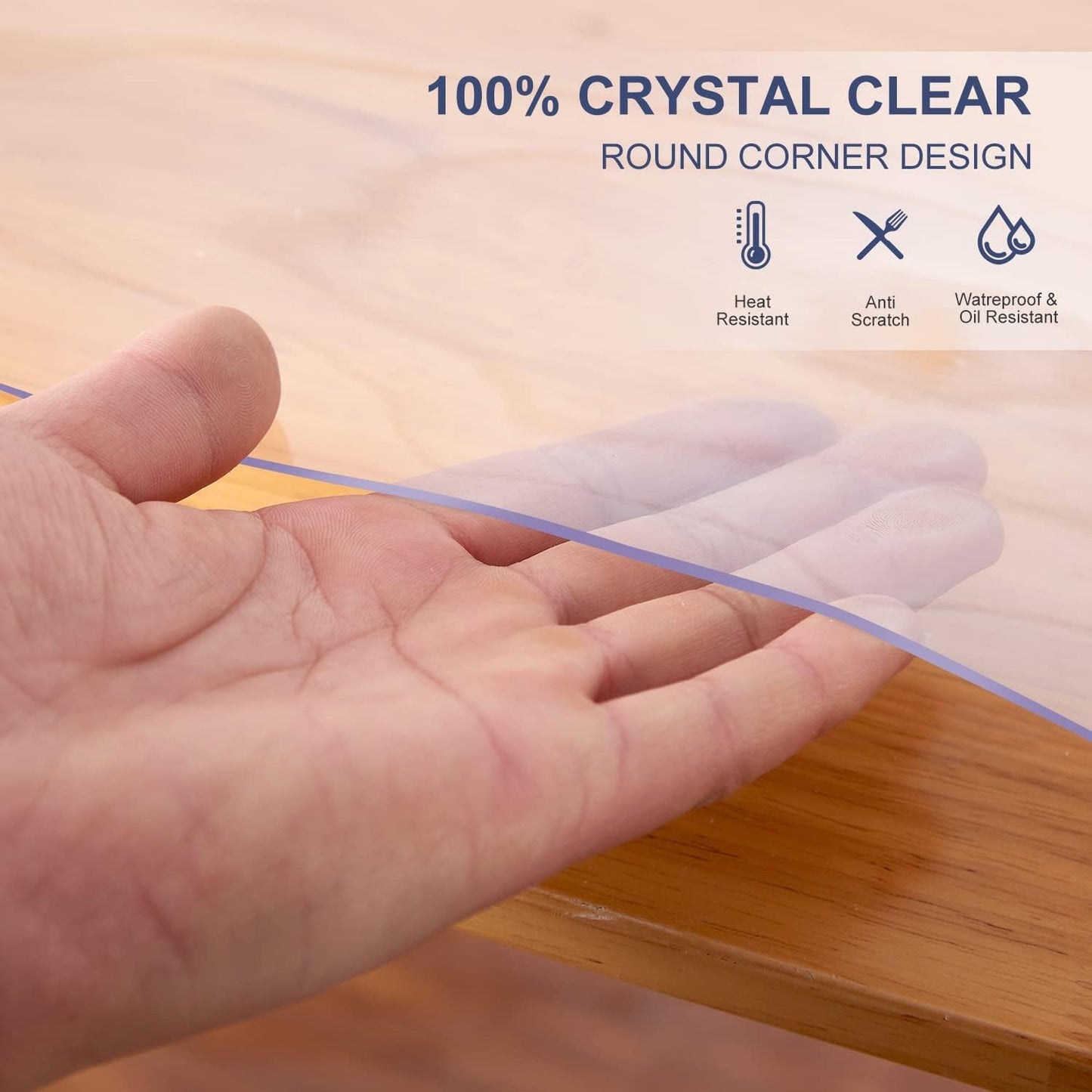 Table Protector Cover Clear Plastic Tablecloth Protector Glass Plastic Tablecloth Waterproof Wipeable Vinyl PVC for Rectangle Dining Tables Mat Pad Furniture Protector Good for 44x102 Inch Non-slip