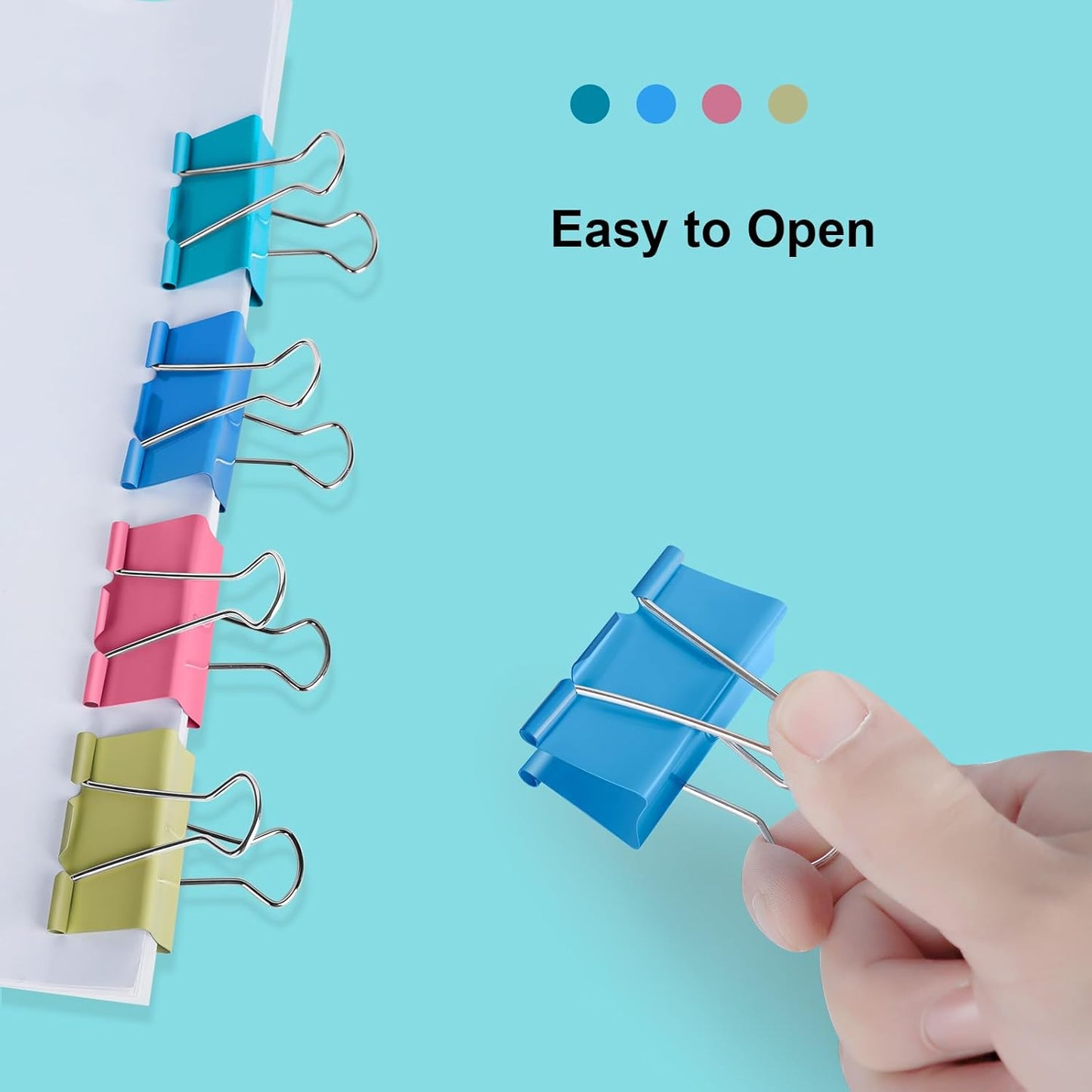 Ufmarine Medium Binder Clips 1.25 inch Length, (40 Pcs) Colorful Paper Clips Medium for Office