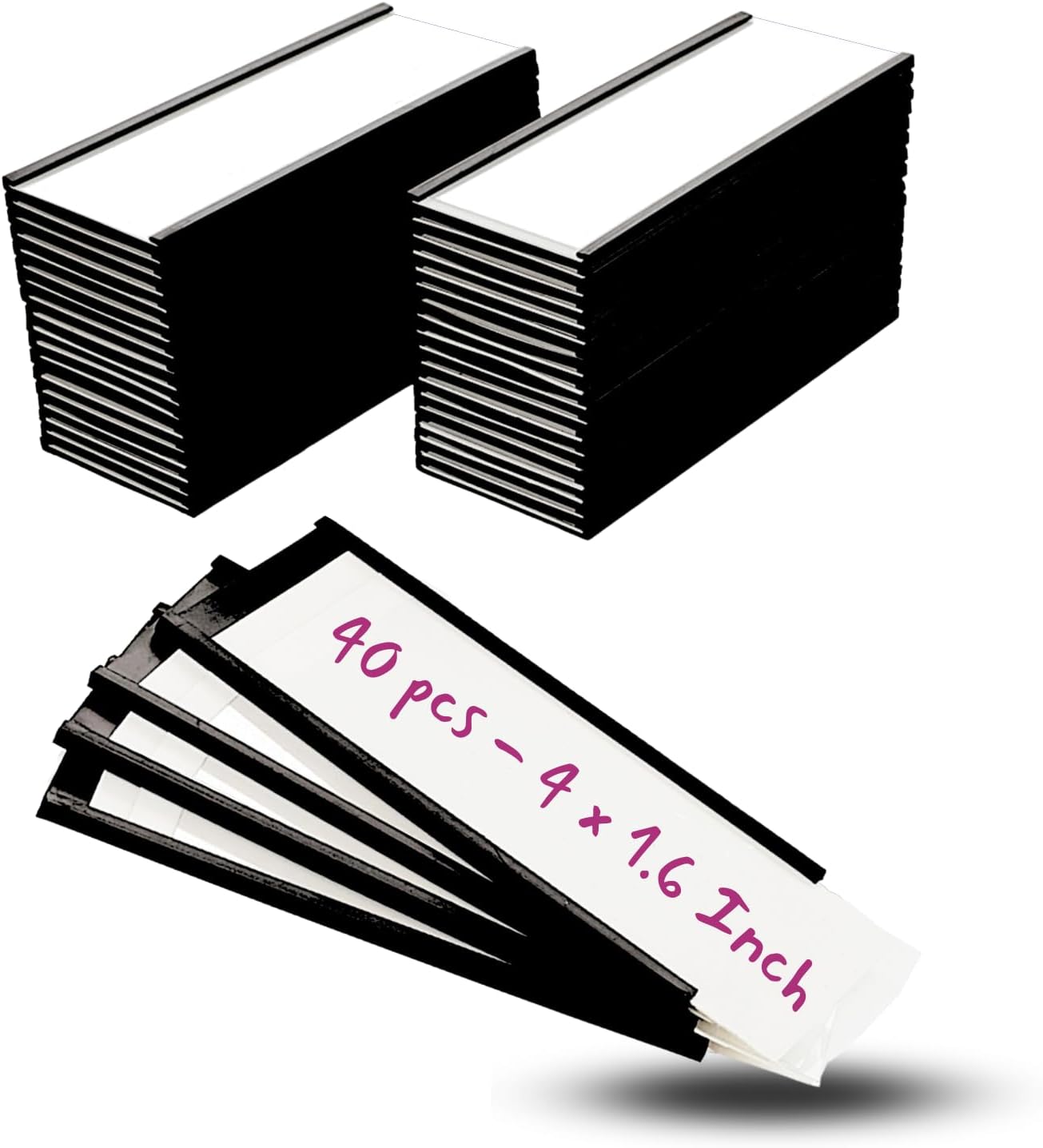 Availey 40 Pack Magnetic 'C' Channel Label Holders for Metal Racks and Shelves with Protective Films and Replacement Strips 4" x 1.6"