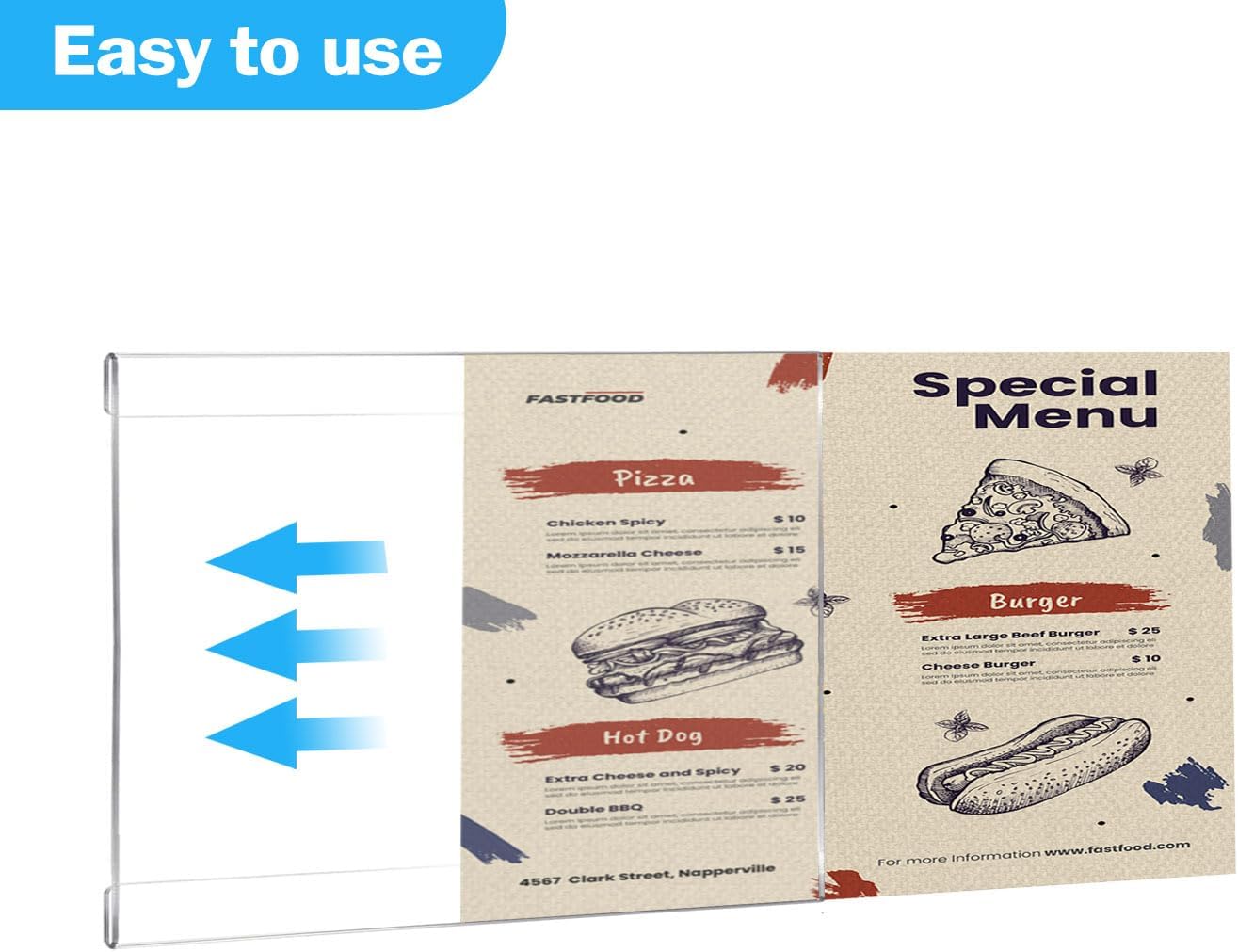 12 Pack 11x8.5 inch Acrylic Sign Holder, Horizontal Clear Plastic Frame for Paper, Wall Mount Sign Holders with Double Side Tape Adhesive for Home, Office, Store, Restaurant