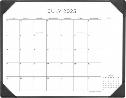 Cabbrix Simplified Desk Calendar 2025-2026 with Desktop Mat, Desk Pad Calendar Large 21" x 16-1/2" Covering July 2025 to June 2026, Monthly Desktop Calendar for Home School and Office (Black)