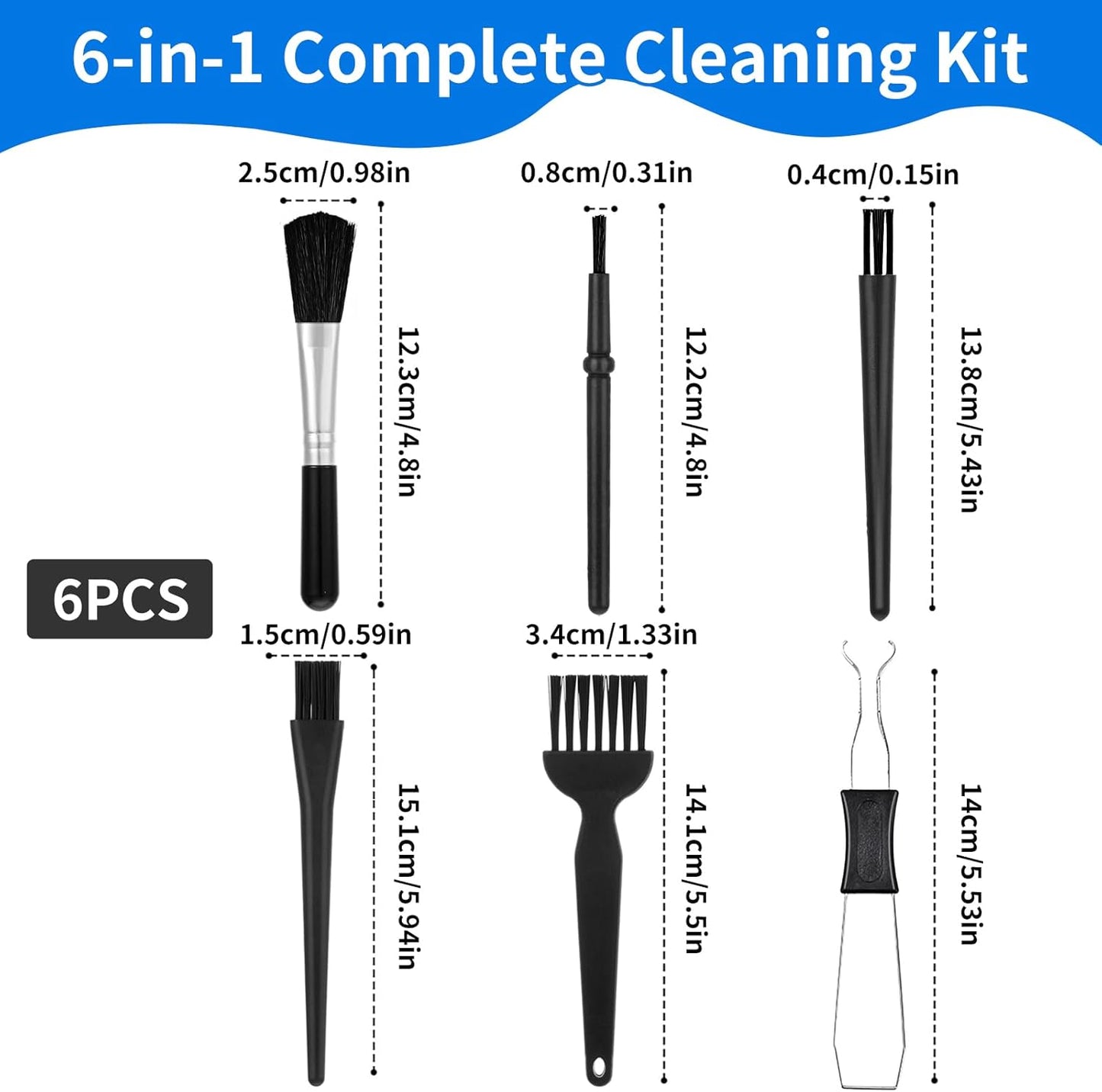6PCS Keyboard Cleaning Kit with Keycap Puller & Switch Puller, Mini Anti-Static Dust Brush for Computer Motherboard Camera Small Space, Stainless Steel Key Remover for Mechanical Keyboard