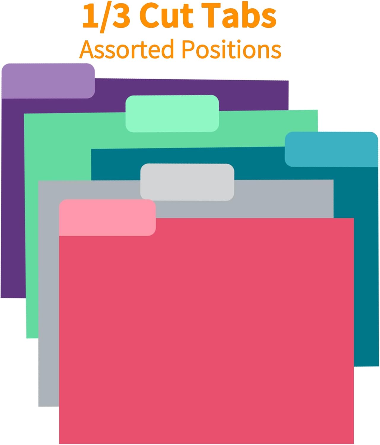 100 Packs Purple File Folder,1/3-Cut Tabs,File Folders Letter Size,8.5x11 File Folders for Office,School and Home,Organizer Documents