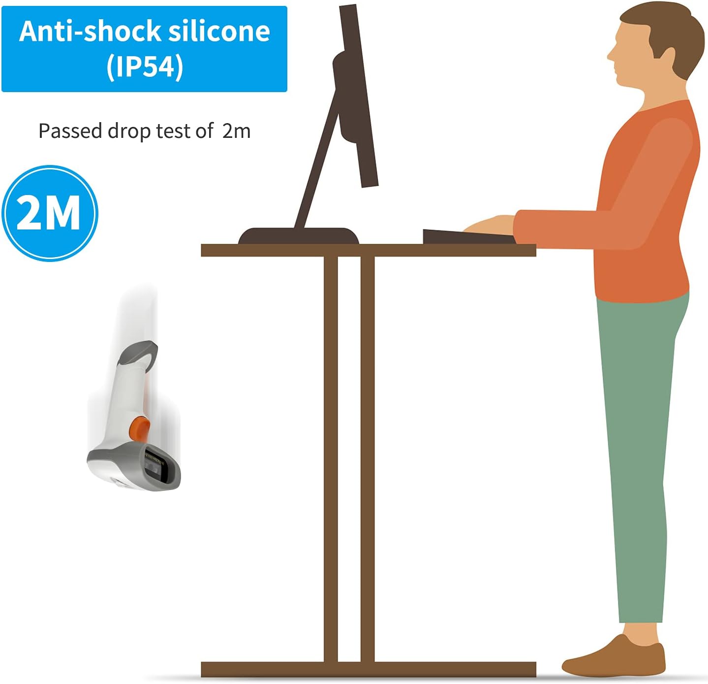 NetumScan Bluetooth Barcode Scanner, 3 in 1 Automatic Wireless 1D Barcode Scanner Handheld USB CCD Bar Code Reader for Store, Warehouse POS, Computer, Tablet, iPhone, iPad, Android
