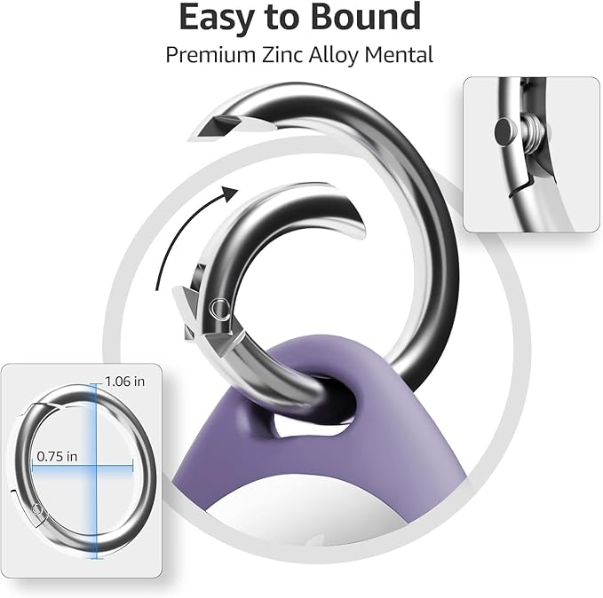 for AirTag Keychain Holder with Wire Cable, Secure Lock Case for Air tag, Compatible with AirTags, Key Ring Chain Luggage, for Airtag Accessories for GPS Item Finder Tracker, Purple