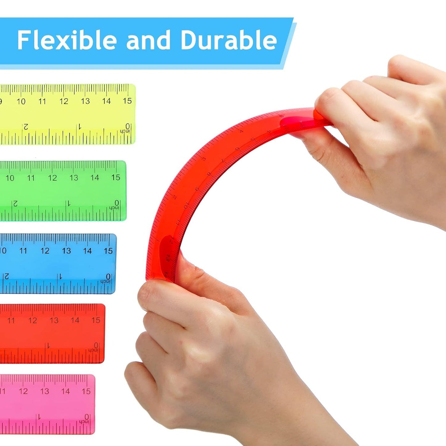Zonon 200 Pcs Rulers Bulk Plastic Flexible Straight Rulers with Inches and Centimeters for First Day of School Gift for Students Back to School Office Supplies (Transparent Bright Color,6 Inch)